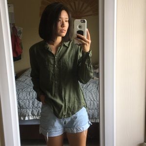 RESERVED H&M army green blouse size medium